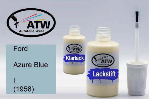 Ford, Azure Blue, L (1958): 20ml Lackstift + 20ml Klarlack - Set, von ATW Autoteile West.